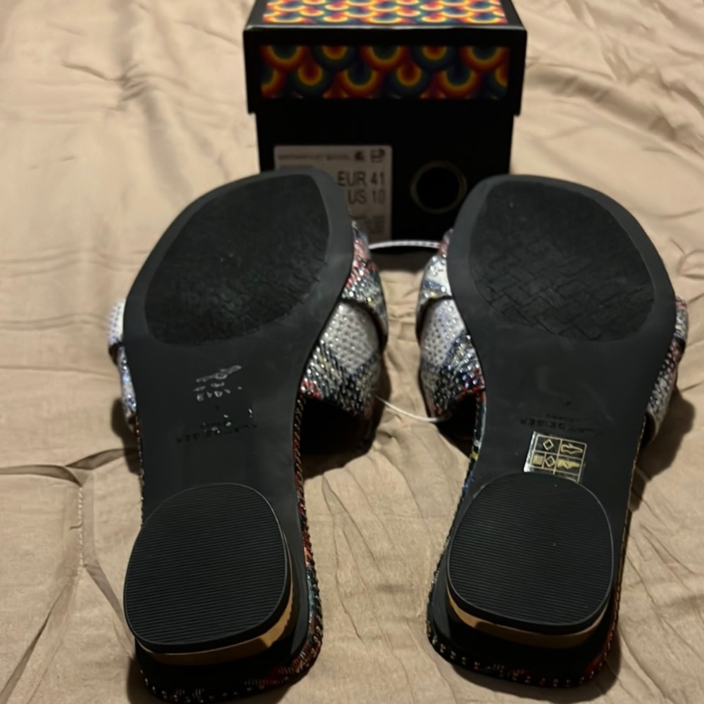 Kurt Geiger Red and Blue Sandals with Metallic Buckle - Picture 3 of 4